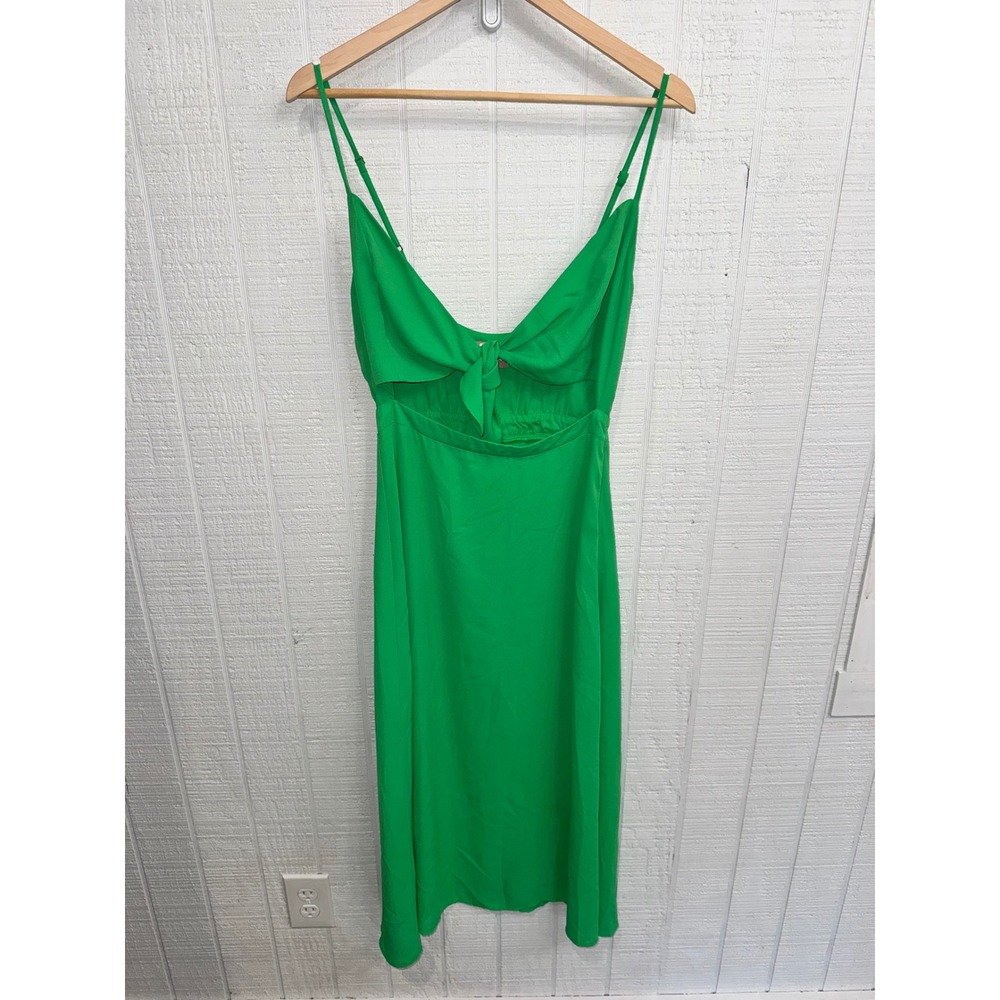 Show Me Your Mumu Midi Dress Womens Green Tie Front Cutout Spaghetti Strap S